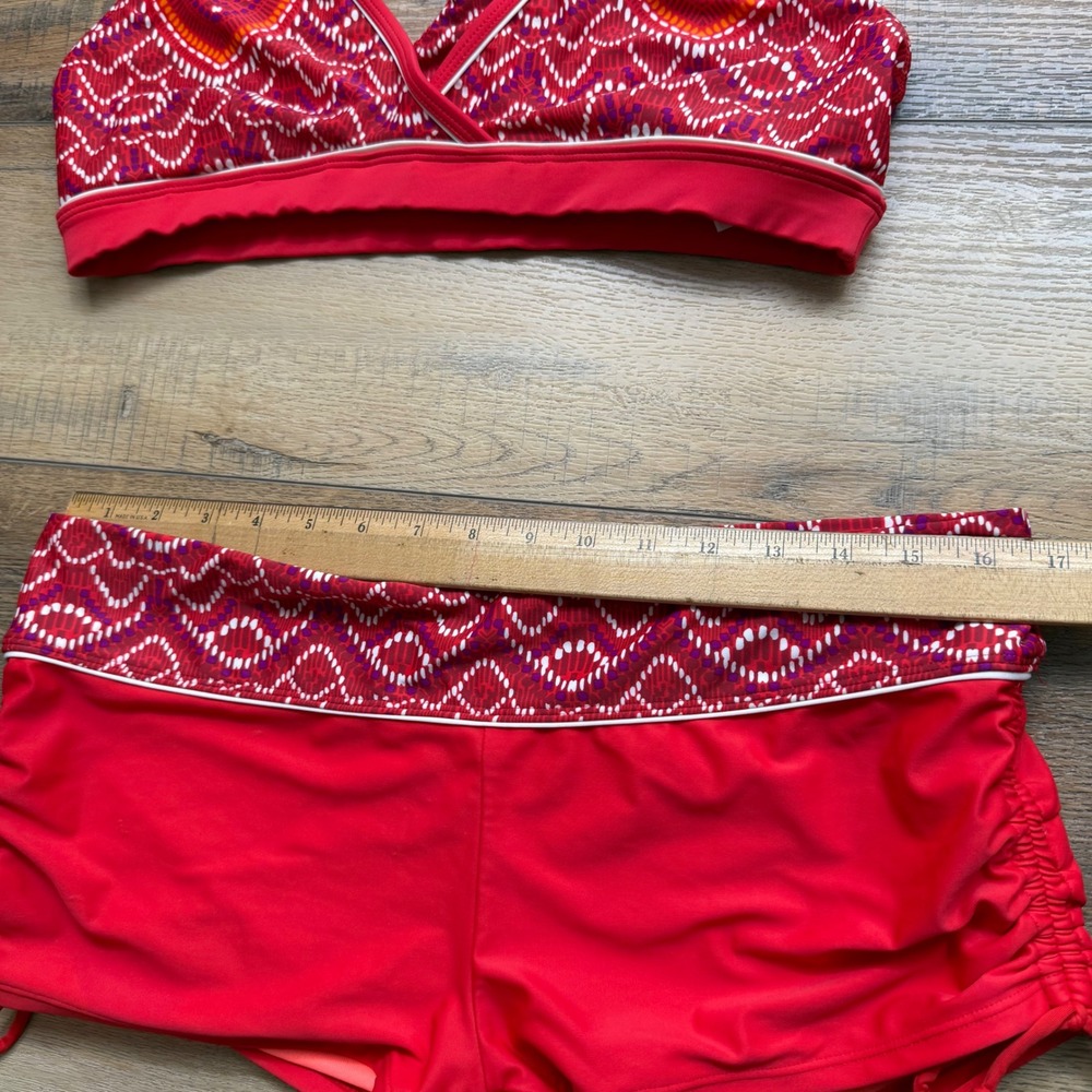 Athleta 3-piece Racer Back Top Bikini Bottom Boy Shorts Bottom Swim Suit Large - Picture 3 of 10